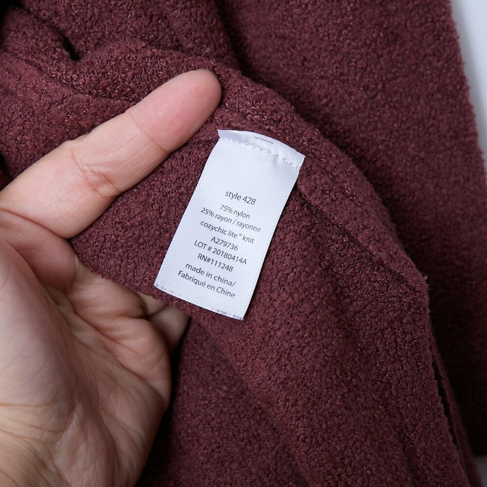 Barefoot Dreams CozyChic Lite Cardigan Maroon Long Open Front Large - Picture 5 of 7